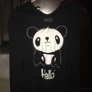 Long sleeve with hood panda shirt